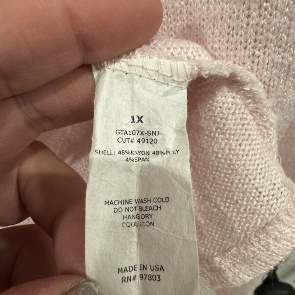 Green Envelope 1xl Light Pink Sleeveless Open Front Cardigan EUC - Picture 4 of 4